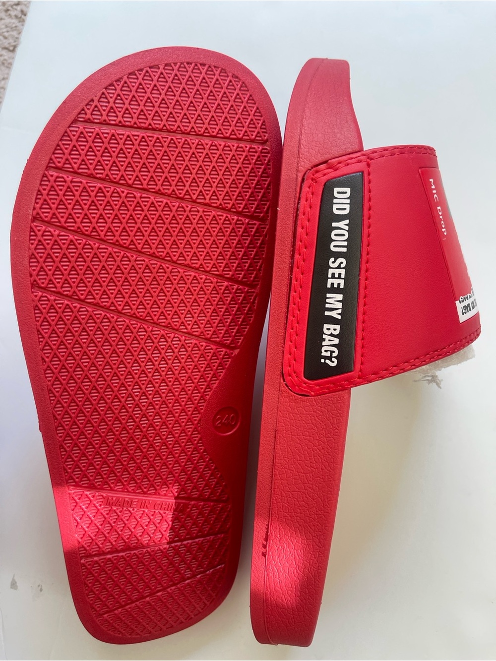BTS Red Slide Sandals - Picture 5 of 7